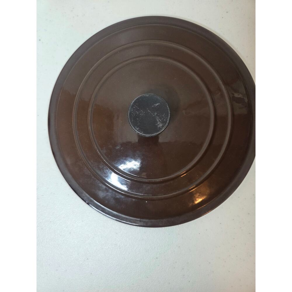 Le Creuset 5.5qt 10 3/4" Chocolate Brown Enamel Cast Iron Dutch Oven Lid Only - Picture 2 of 3